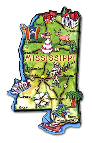 Mississippi Artwood State Magnet Sammlerstück, Souvenirs und Geschenke von Classic Magnets von Classic Magnets