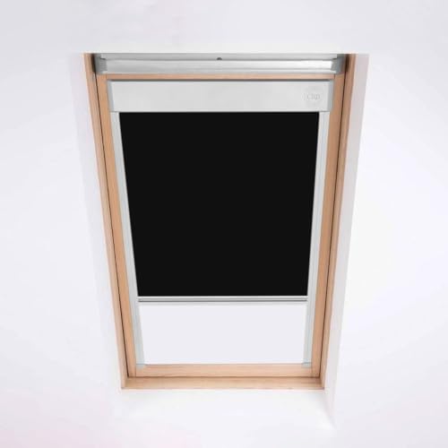 Dachfenster-Jalousie für VELUX Dachfenster – Verdunkelungsrollo – Schwarz – silberfarbener Aluminiumrahmen (PK06) von Classic Roof Blinds