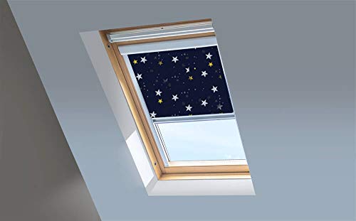 Dachfenster Jalousie für Velux Dachfenster – Verdunkelungsrollo – Einbruch der Dunkelheit – Silberfarbener Aluminiumrahmen (P06) von Classic Roof Blinds