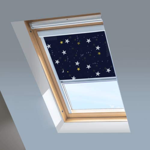 Dachfensterrollo für Velux Dachfenster, Verdunkelungsrollo, marineblau, silberfarbener Aluminiumrahmen (FK04) von Classic Roof Blinds