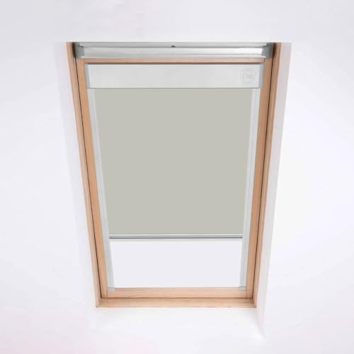 Dachfenster Jalousie für Velux Dachfenster – Verdunkelungsrollo – Sandstein – Silberfarbener Aluminiumrahmen (CK04) von Classic Roof Blinds