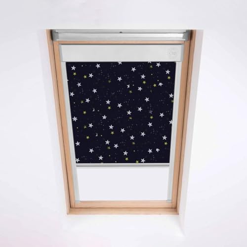Dachfensterrollo für DAKEA Dachfenster - Verdunkelungsrollo - Nachtropfen - silberfarbener Aluminiumrahmen (M6A) von Classic Roof Blinds