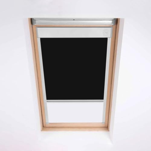 Dachfensterrollo für Dakea Dachfenster - Verdunkelungsrollo - Schwarz - Silberfarbener Aluminiumrahmen (M6A) von Classic Roof Blinds