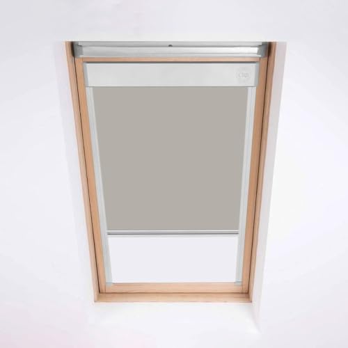 Dachfensterrollo für Fakro Dachfenster – Verdunkelungsrollo – Sandstein – Silberfarbener Aluminiumrahmen (78/118 (Code 06)) von Classic Roof Blinds