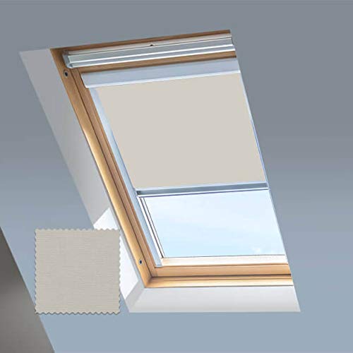 Dachfensterrollo für VELUX Dachfenster – Verdunkelungsrollo – silberfarbener Aluminiumrahmen (MK04, Stein) von Classic Roof Blinds