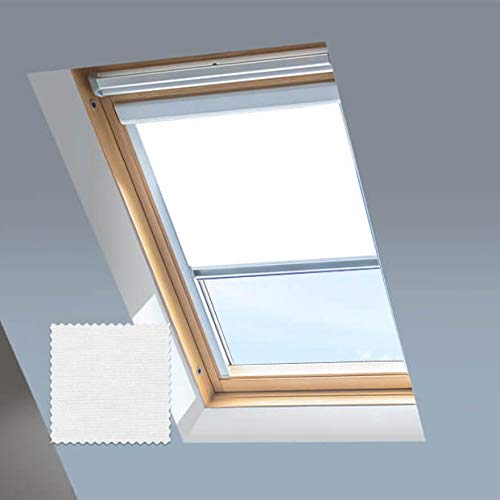 Dachfensterrollo für Velux Dachfenster, Verdunkelungsrollo, silberfarbener Aluminiumrahmen (MK04, Weiß) von Classic Roof Blinds