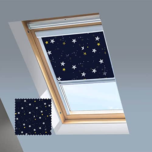 Dachfensterrollo für Velux Dachfenster, Verdunkelungsrollo, silberfarbener Aluminiumrahmen (MK08, Nightfall) von Classic Roof Blinds