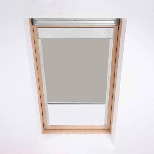 Dachfensterrollo für Velux Dachfenster – Verdunkelungsrollo – Hellgrau – Silberfarbener Aluminiumrahmen (606) von Classic Roof Blinds