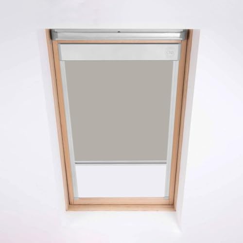 Optilight Dachfenster – Verdunkelungsrollo – Silberner Aluminiumrahmen (Stein, 55/78) von Classic Roof Blinds