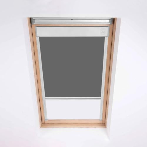 Skylight Blinds Optilight Dachfenster – Verdunkelungsrollo – silberner Aluminiumrahmen (Dunkelgrau, 55/98) von Classic Roof Blinds