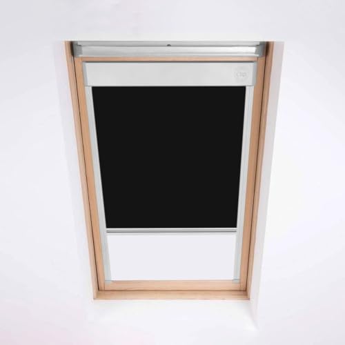 Skylight Blinds Optilight Dachfenster – Verdunkelungsrollo – silberner Aluminiumrahmen (Schwarz, 66/118) von Classic Roof Blinds