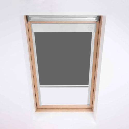 Skylight Rollos für Fakro Dachfenster – Verdunkelungsrollo – Storm Grey – Silberfarbener Aluminiumrahmen (114/118 (Code 10)) von Classic Roof Blinds