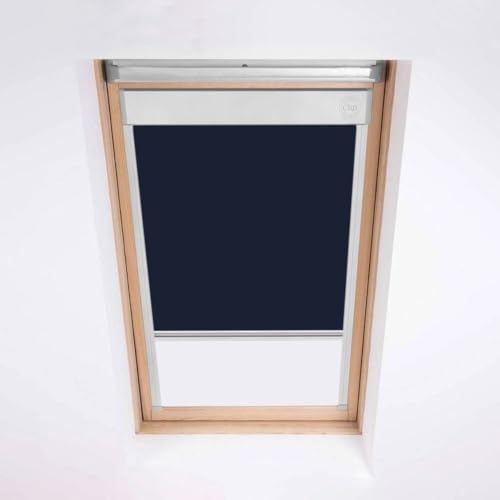 Skylight Rollos für Velux Dachfenster – Verdunkelungsrollo – Marineblau – Silberfarbener Aluminiumrahmen (606) von Classic Roof Blinds