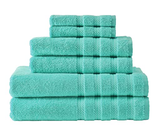 Classic Turkish Towels Luxuriöses Baumwoll-Badetuch-Set – gewebt, strapazierfähig, schnell trocknend, weiche Handtücher (6-teiliges Handtuch-Set, blau) von Classic Turkish Towels