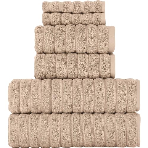 Classic Turkish Towels Luxus Badetuch Collection Set – Ultra saugfähig und Plüsch Handtuch komplett Set mit einzigartige Strukturprägung Design – Hergestellt aus 100% Baumwolle beige von Classic Turkish Towels