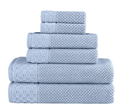 Classic Turkish Towels - Weich strukturiert und schnell trocknend – 6-teilige luxuriöse blaue Handtücher für Badezimmer – 100 % türkische Baumwolle – 2 Badetücher, 2 Waschlappen und 2 Handtücher Set von Classic Turkish Towels