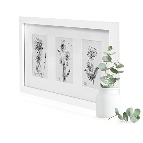 Casa Chic Bilderrahmen mit Passepartout, 50x23cm Bilderrahmen für Urkunde & Collage, Glas Bilderrahmen, Fotorahmen Stehend/Wandmontage, Rahmen Vertikaler/Horizontaler Gebrauch, Bilderrahmen - Weiß von Classic by Casa Chic