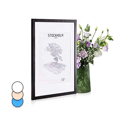 Classic by Casa Chic - Echtholz Bilderrahmen 50x70 cm - Schwarz - mit Passepartout 40x50 cm - Plexiglas - Rahmenbreite 2cm von Classic by Casa Chic