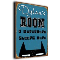 Personalisierte Jungenzimmer Superheld Schild Für Schlafzimmer Oder Spielzimmer, Bold Themed Wall Décor von ClassicMetalSigns