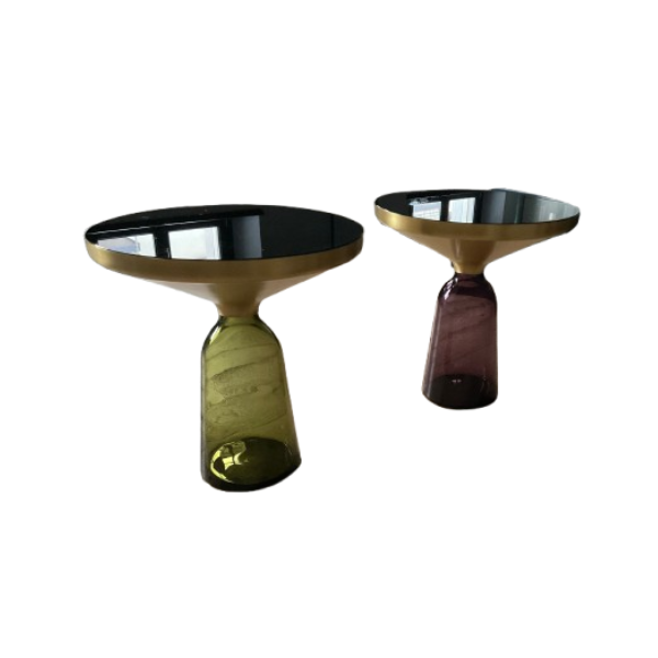 2er-Set Bell Nachttische/Beistelltische aus mundgeblasenem Glas, Classicon 2er-Set Bell Nachttische/Beistelltische aus mundgeblasenem Glas, Classicon von Classicon