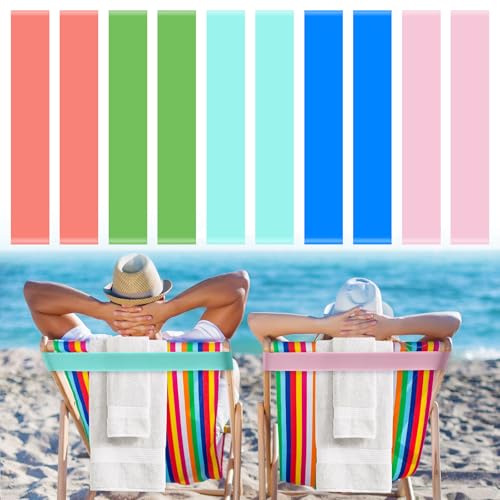 Classicseali 10 Stück Handtuchbänder für Strandliegen,Strandtuchhalter Clips,Handtuch Band für Strandliegen für Strand,Pool,Kreuzfahrt,Campingstühle,Elastische und Langlebige Strandtuchhalter,Bunte von Classicseali