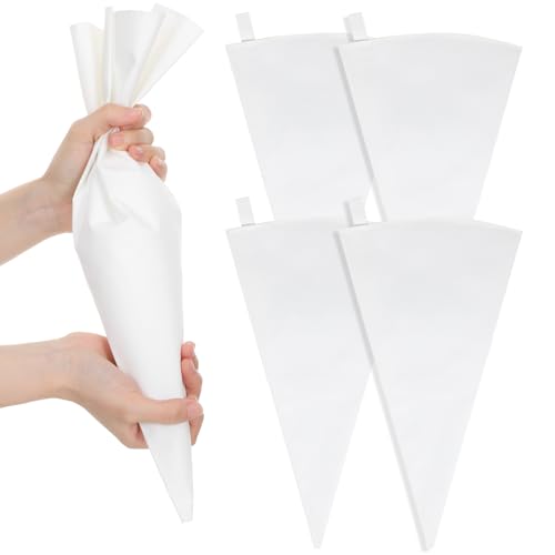 Classicseali 5 Stück Profi Spritzbeutel,40 X 22 cm Wiederverwendbare Fugenfüller Beutel,Weiße Stoff Spritzbeutel Silikon zum Zuckerguss für Kuchen,Cupcake-Dekoration,Siegelbeutel,Weiße von Classicseali