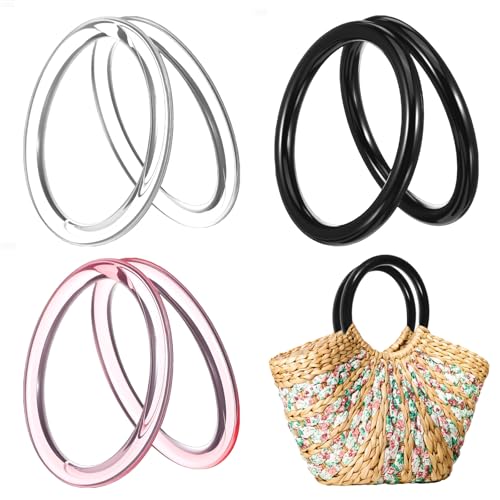 Classicseali Taschengriffe, runde Handtaschengriffe, 10,2 cm, dekorativer glatter Kunststoffgriff für Häkeltaschen, handgefertigte Strandtaschen, Tragetaschen und Geldbörsen, 3 Farben, 6 Stück Classicseali Taschengriffe, runde Handtaschengriffe, 10,2 cm, dekorativer glatter Kunststoffgriff für Häkeltaschen, handgefertigte Strandtaschen, Tragetaschen und Geldbörsen, 3 Farben, 6 Stück von Classicseali