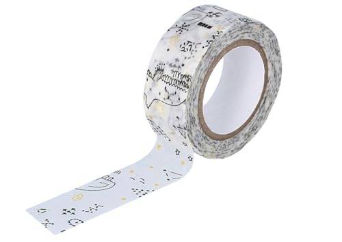 Classiky Masking Tape Washi Starlit Sky schwarz 18 mm x 10 m. von Classiky