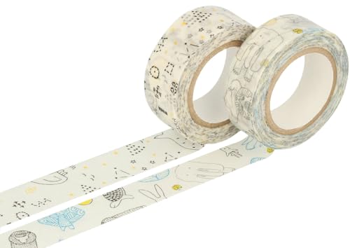 Classiky Set mit 2 Washi-Klebebändern, verschiedene Größen und Designs, A von Classiky