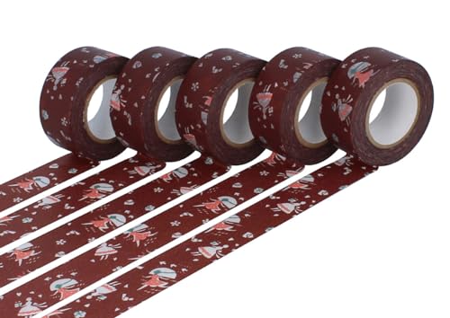 Classiky Set 5 Masking Tape Washi Love Letter Brown 22mm.x15m von Classiky