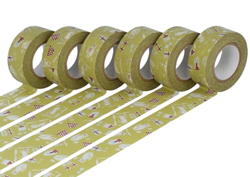 Classiky Set 6 Masking Tape Washi Cats Maccha grün 20 mm x 15 m von Classiky