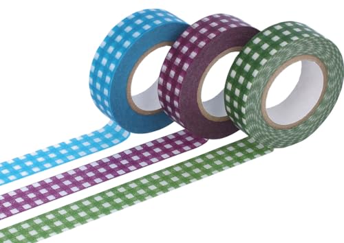 Classiky Set mit 3 Masking Tape Washi Gingham, verschiedene Farben, 15 mm x 15 m. von Classiky