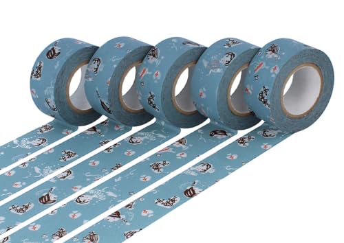 Classiky Set mit 5 Masking Tape Washi Girls Asagi blau 24 mm x 15 m. von Classiky