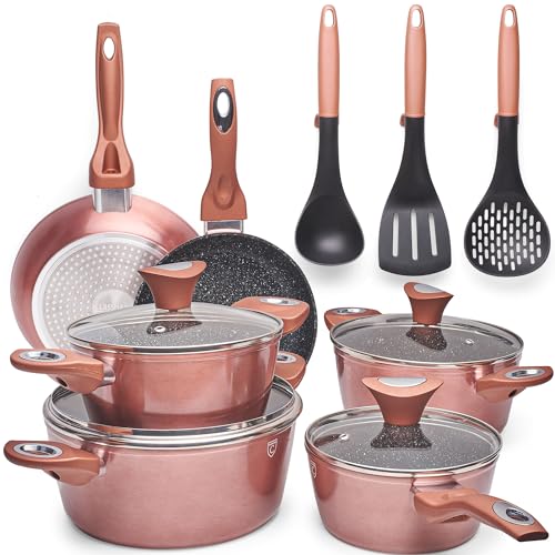 Topfset 15-teilig mit Antihaftbeschichtung - Kochtopf Set mit Deckel - Induktions Töpfe Set - Töpfe & Pfannen Set für Alle Herdarten - Kochgeschirr für Gasherd & Ceranfeld von Classmark