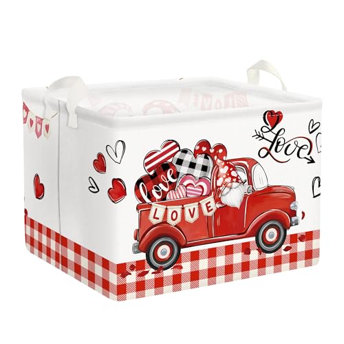 Clastyle Valentinstag Wäschekorb mit Henkel Herz Kleidung Spielzeug Aufbewahrungskorb Frauen Männer Aufbewahrungsbox für Babyzimmer Bad, Auto, 40 * 30 * 30 cm von Clastyle