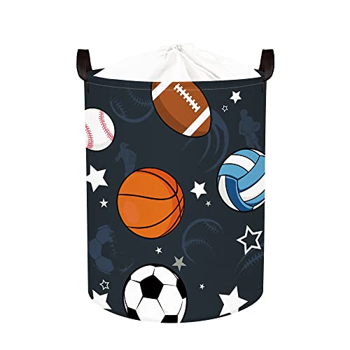 Clastyle 45L Sport Ball Wäschekorb Kinder Junge Rund Aufbewahrungskorb für Kleidung Spielzeug im Schlafzimmer, 36x45 cm von Clastyle