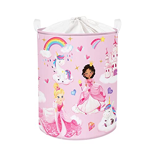 Clastyle Schick Einhorn Prinzessin Elf Mädchen Wäschekorb für Kinder Wasserdicht Spielzeug Kleidung Würfel Aufbewahrungskorb für Kinderzimmer (36 * 45 cm, Prinzessin) von Clastyle