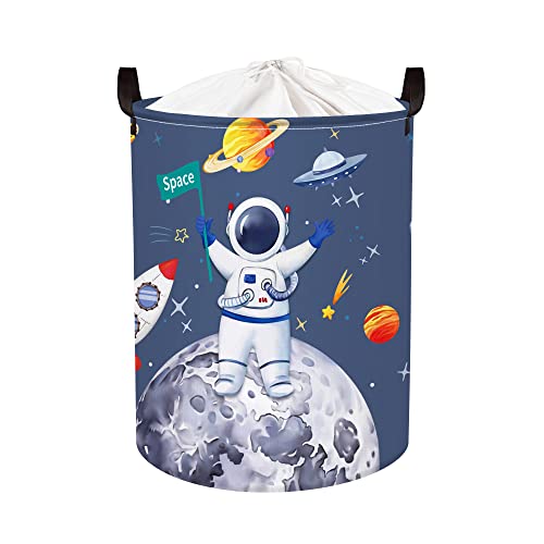 Clastyle 45L Raum Astronaut Raketen Wäschekorb Kinderzimmer Rund Spielzeug Kleidung Aufbewahrungskorb babyzimmer, 36x45 cm von Clastyle