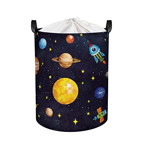 Clastyle 63L Geheimnisvoll Universum Planet Kinder Wäschekorb für Jungen Große Schwarze Kleidung Spielzeug Aufbewahrung mit Deckel für Kinderzimmer, 40x50 cm von Clastyle