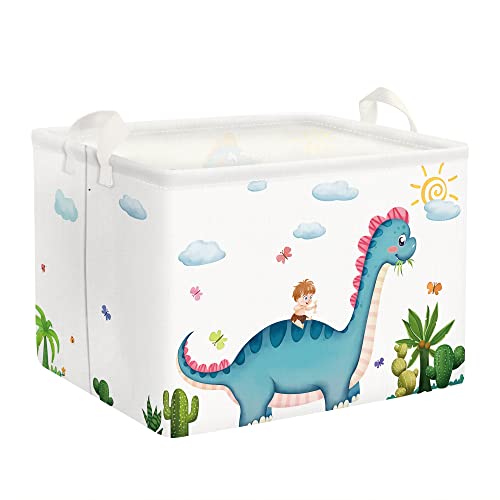 Clastyle Blau Dinosaurier Baby Bäume Würfel Aufbewahrungskorb Wolken Weiß Wasserdicht Rechteckig Regalkörbe Kinder Spielzeug Kleidung Aufbewahrungsbox, 40x30x30 cm von Clastyle