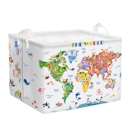 Clastyle Cartoon Buchstabe Tiere Junge Mädchen Würfel Aufbewahrungskorb für Babyzimmer AFFE Bunt Wasserdicht Rechteckig Stoff Regalkörbe Kleidung Spielzeug Kinder Aufbewahrungsbox, 40x30x30 cm von Clastyle