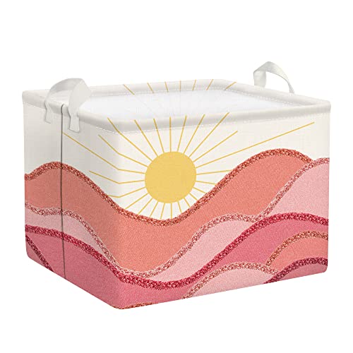 Clastyle Faltbar Rosa Sonne Aufbewahrungskorb für Schlafzimmer Wasserdicht Rechteckig Spielzeug Aufbewahrungsbox mit Henkel, 40 * 30 * 30 cm von Clastyle