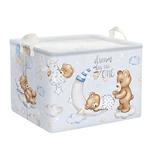 Clastyle Niedlich Bär Luftballons Wolken Würfel Aufbewahrungskorb Sterne Mond Blau Wasserdicht Rechteckig Regalkörbe Kinder Spielzeug Kleidung Aufbewahrungsbox, 40x30x30 cm von Clastyle