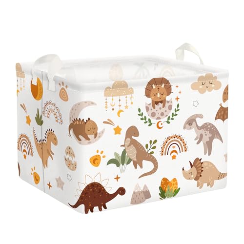 Clastyle Niedlich Boho Dinosaurier Junge Mädchen Würfel Aufbewahrungskorb für Babyzimmer Tropisches Wasserdicht Rechteckig Stoff Regalkörbe Kleidung Spielzeug Kinder Aufbewahrungsbox, 40x30x30 cm von Clastyle