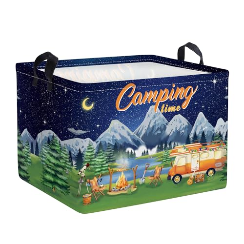 Clastyle Schwarz Nacht Camping im Freien Würfel Aufbewahrungskorb für Outdoor Wohnwagen Schwarz Rechteckig Kleidung Lebensmittel Aufbewahrungsbox, 40x30x30 cm von Clastyle