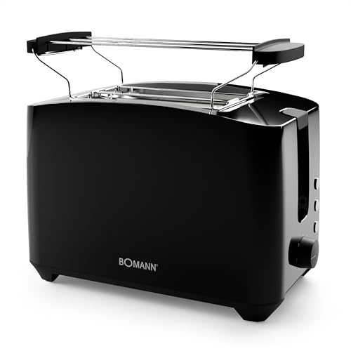 Bomann® Toaster 2 Toastschlitze | Toaster mit Brötchenaufsatz | Toaster 2 Scheiben mit Liftfunktion | Toster mit Auftau- und Aufwärm-Funktion | für Brötchen und Toast | TA 6065 CB schwarz von Bomann