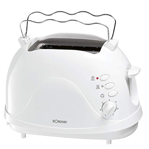 Bomann Toaster TA 246 CB, 2 Scheiben-Toaster, Brötchenaufsatz, Auftau-/Aufwärm-/Schnellstoppfunktion, 700 Watt, Weiß von Clatronic