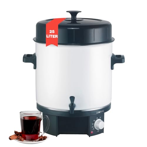 Clatronic® 2in1 Heißgetränke- & Einkochautomat mit 25L Tankinhalt | Einkochtopf für z.B. Glühwein oder Punsch | Glühweinkocher mit Emaillierung & integriertem Ablaufzapfhahn | 1800W | EKA 3338 von Clatronic