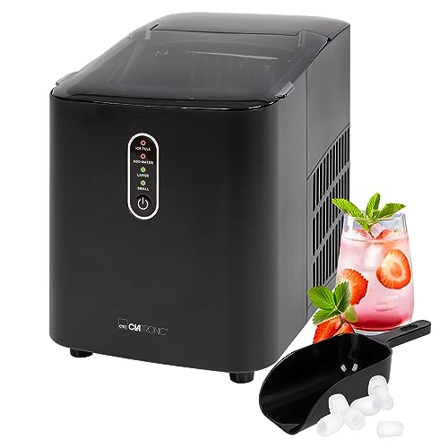 Clatronic® Eiswürfelmaschine schnelle Produktion - Eiswürfel in 10 Minuten | bis zu 10kg Eis in 24 Std. | Eiswürfel Maschine mit 2 Eiswürfelgrößen & 1,1L Wassertank | inkl. Eis-Schaufel | EWB 3798 von Clatronic