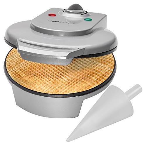 Clatronic® Hörnchenautomat für hauchdünne Waffeln | ideal für Eis-Waffelhörnchen | Backfläche Ø 18 cm | inklusive Hörnchenkegel | antihaftbeschichtet | regelbarer Bräunungsgrad | 1200 Watt | HA 3494 von Clatronic
